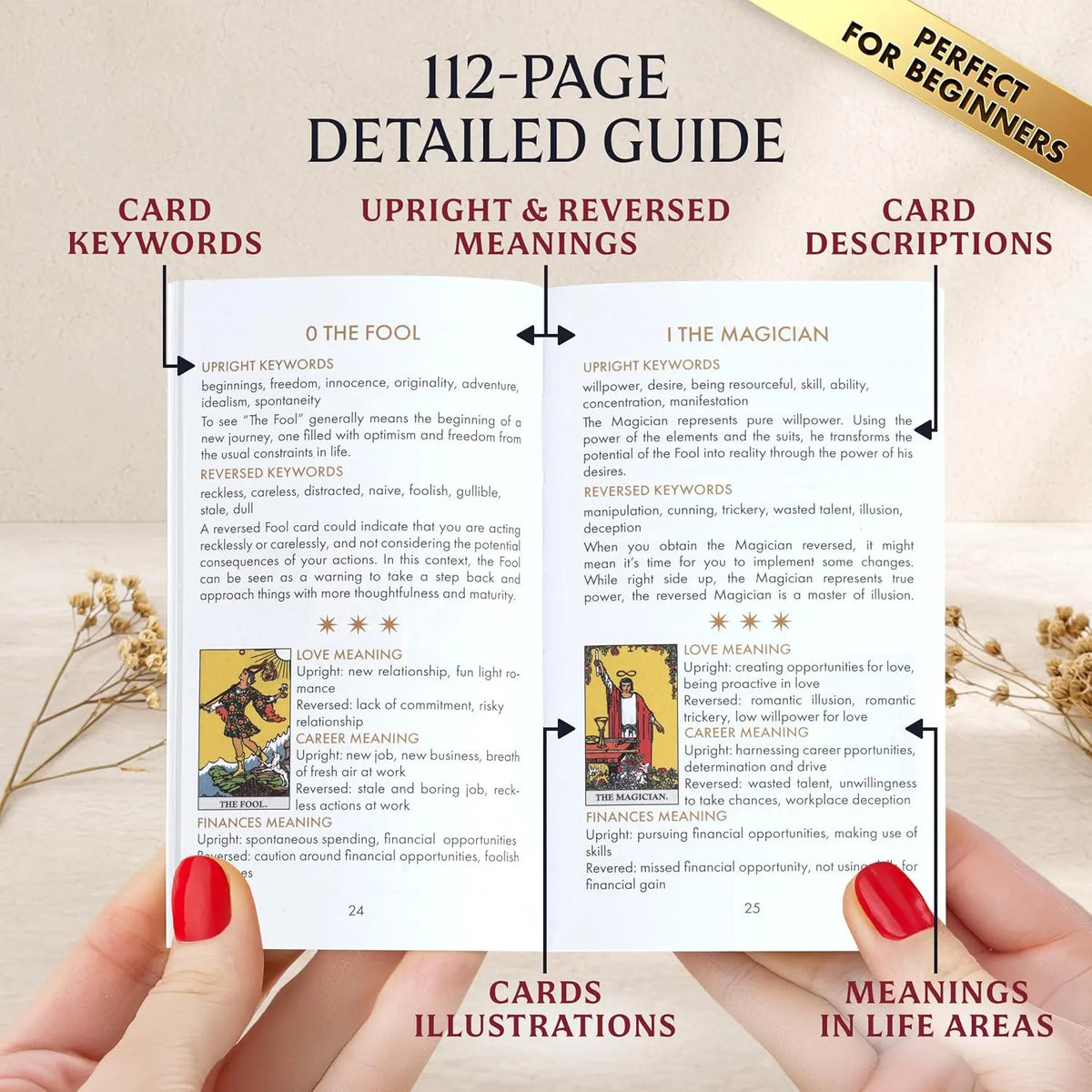 🔮ALL-IN-ONE CLASSIC TAROT KIT – Complete Beginner Set with Guidebook & Crystals  🌟
