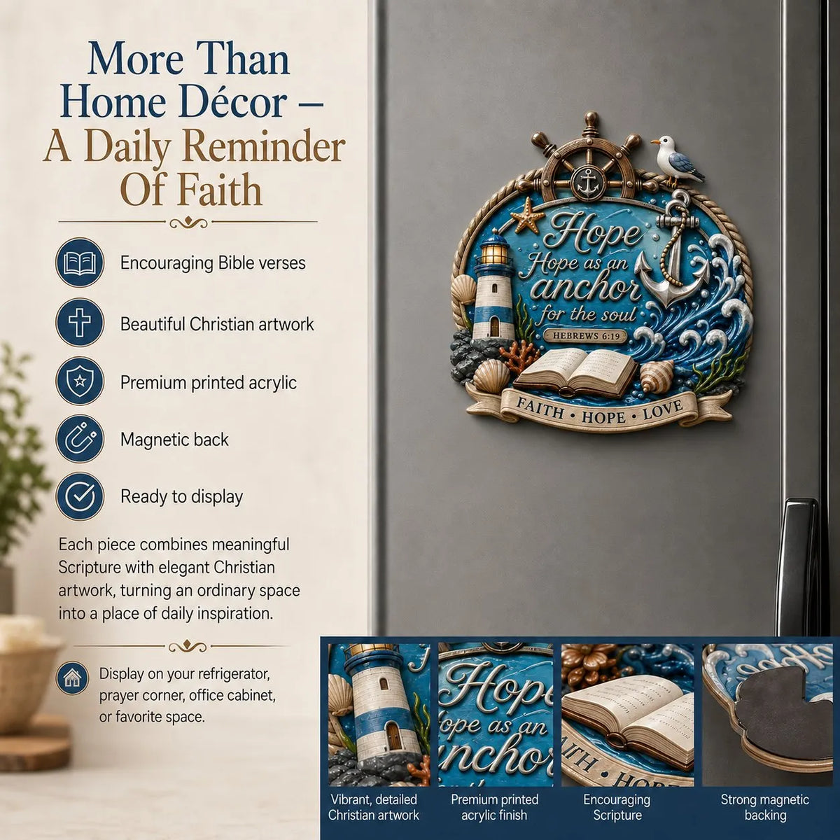 ✝️ Magnetic Inspirational Bible Verse Fridge Decor — A Daily Reminder of Faith