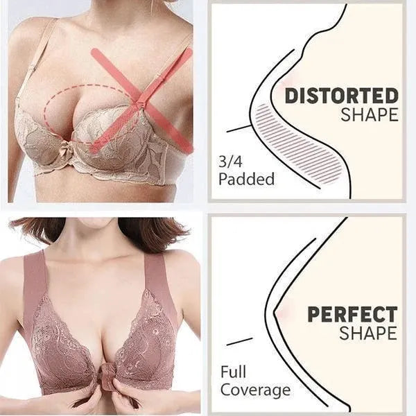 Front Closure Wireless Push Up Bra