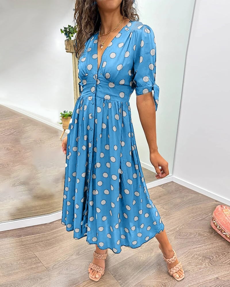 💃Deep V-neck polka-dot dress - buy 2 free shipping