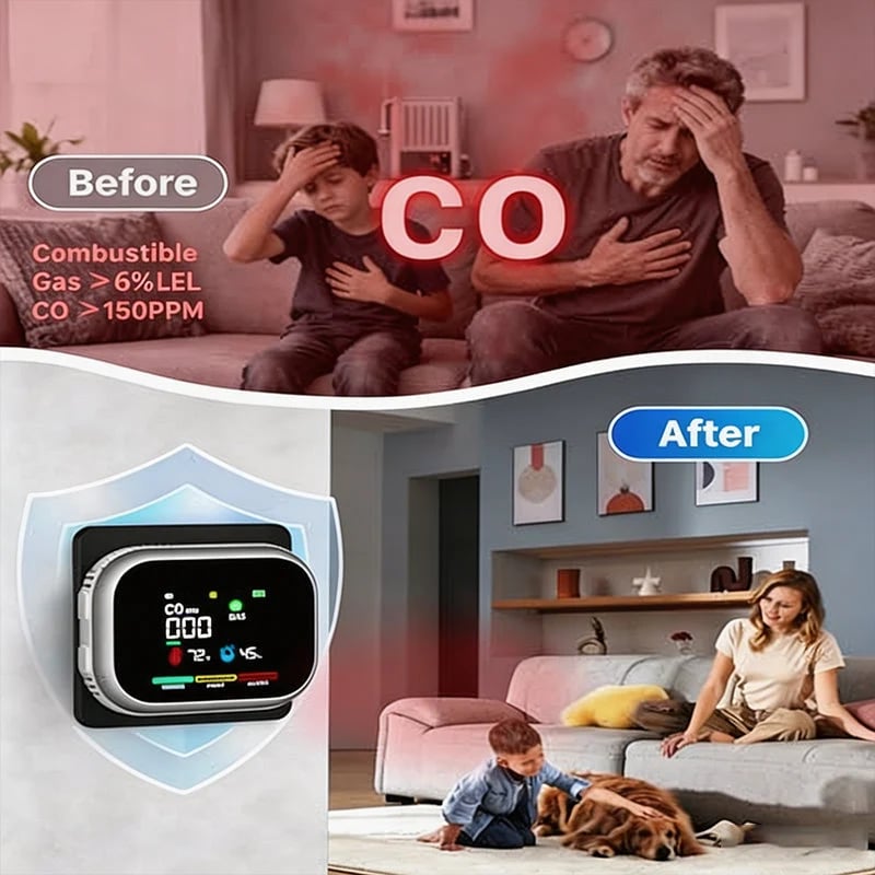 🎉🛡️ Multi-Function Home Safety Detector – CO, Gas, Smoke, Temperature & Humidity Monitor