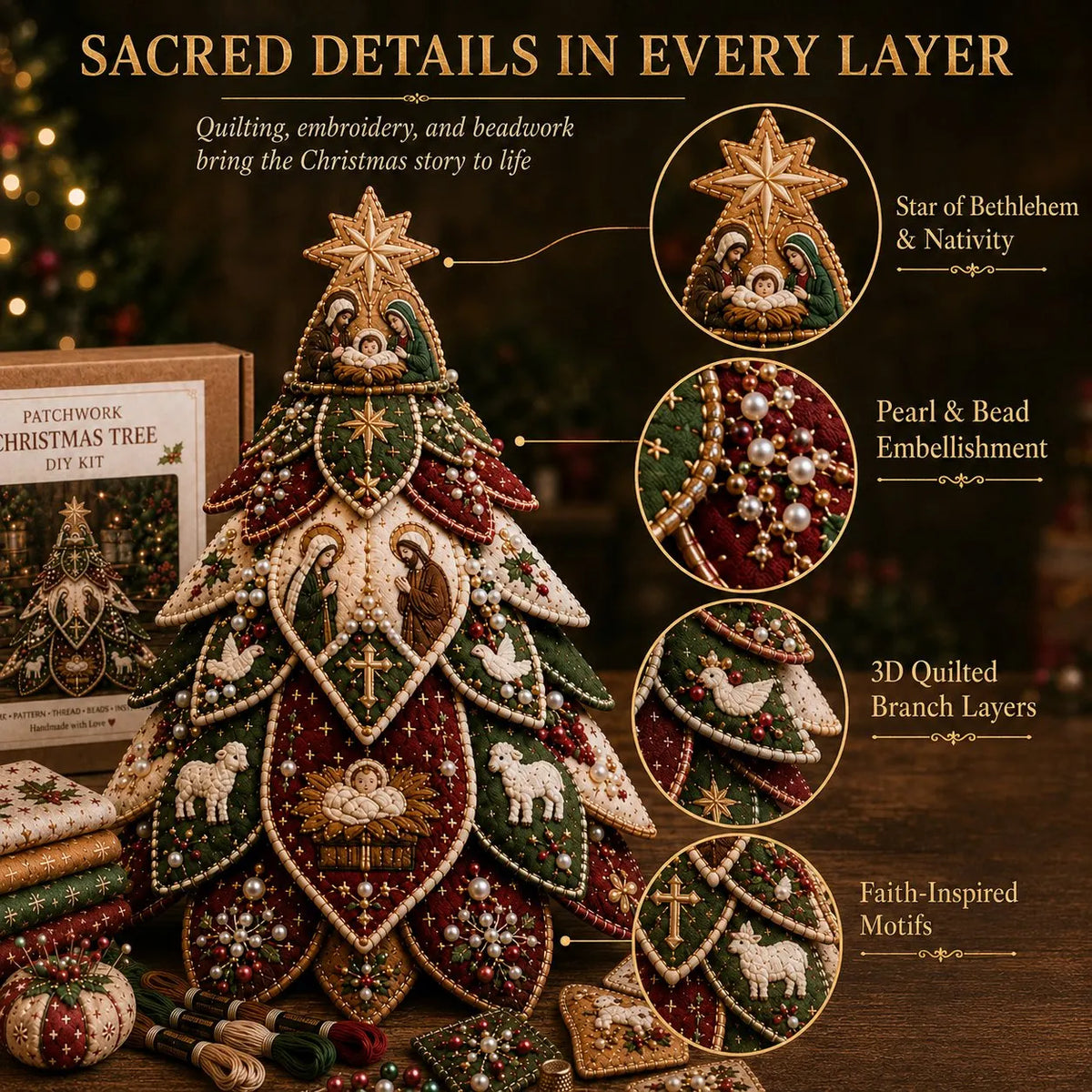 🔥LAST DAY 49% OFF - ✝️Religious-Themed Beaded & Quilted Christmas Tree DIY Kit(📦Buy 2 Free Shipping)