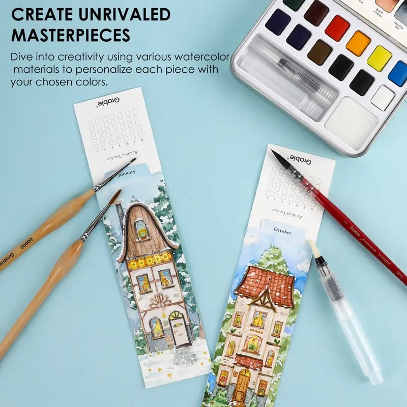✨🎨12 Sheets 140lb Watercolor Coloring Bookmarks – Townhouse Edition