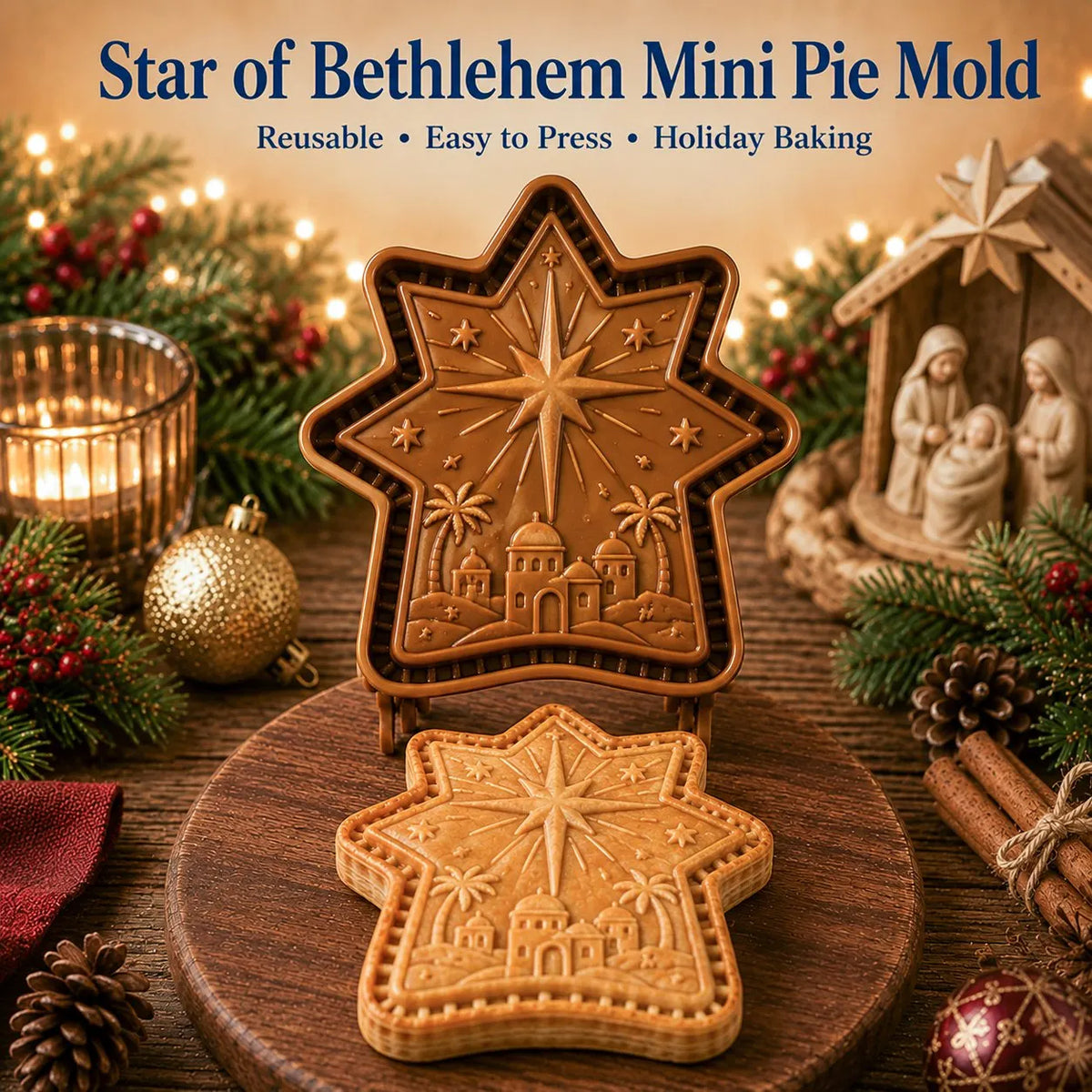 🔥Last Day 50% OFF - ✝️🥧 Faith & Nativity Christmas Mini Pie Mold Collection