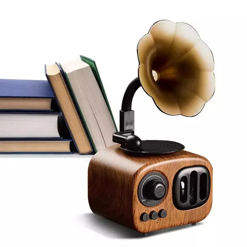 🔥Last 4 hours Sale: Save 50%- ❤️Retro Wooden Phonograph Bluetooth Speaker
