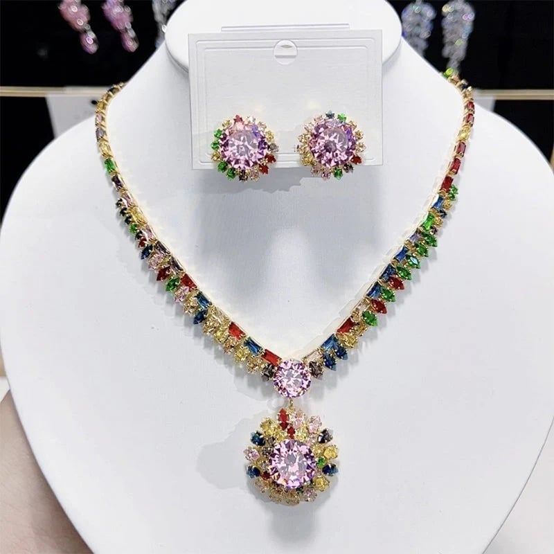 🎉💎Limited Time 48% Off! ✨ Sparkling Zircon Necklace & Earrings Set – Elegant, Timeless, Ready for Gifting ✨