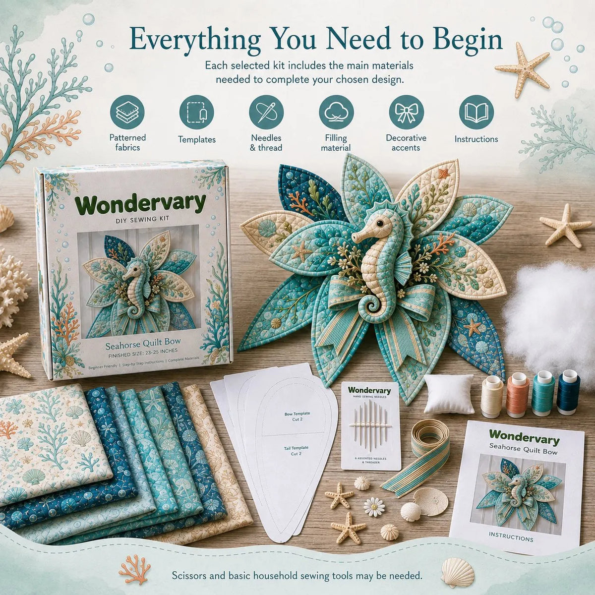 🔥Last Day 49% OFF - 🌊 Ocean Animal Large Patchwork Quilt Bow Sewing Kit(✨Buy 2 Free Shipping)