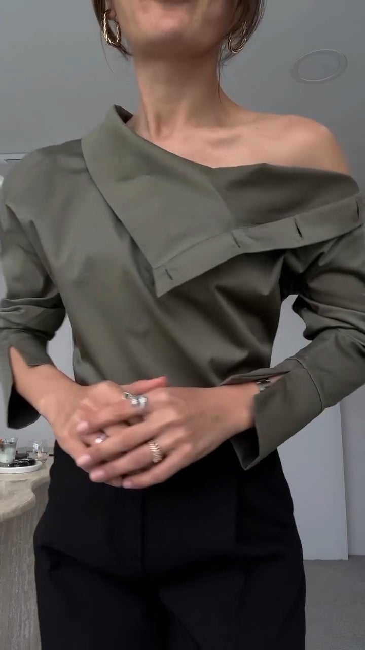 Women's High Collar Side Button Elegant Shirt (Buy 2 Free Shipping)