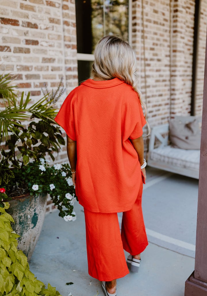 NEW TEXTURED V NECK TOP AND PANTS CASUAL SET (BUY 2 FREE SHIPPING)