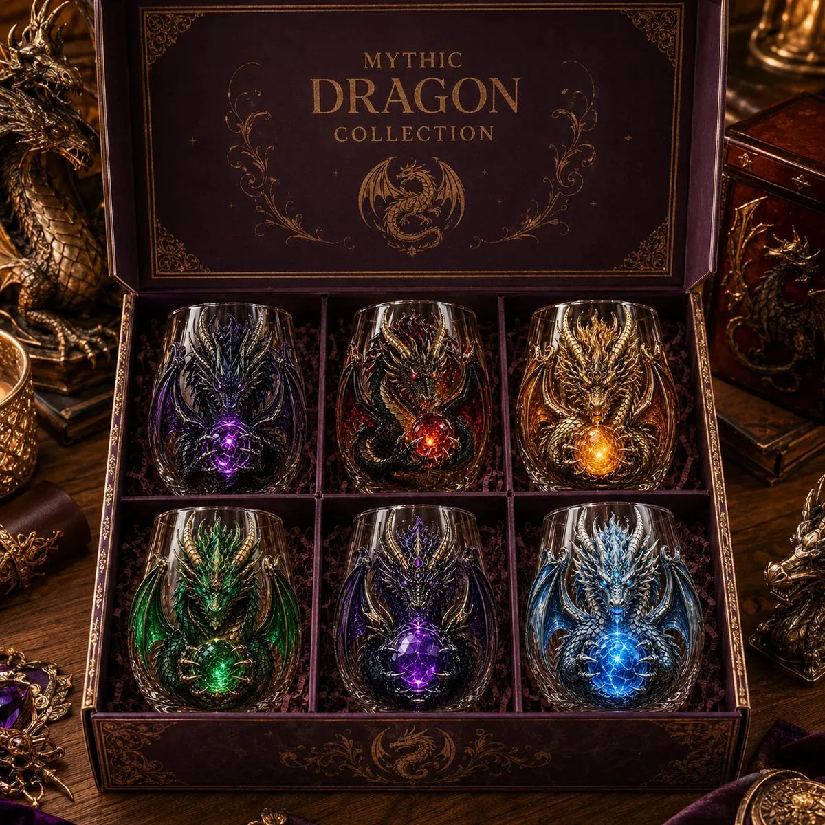 🐉✨ 3D Mythic Dragon Glass Art Cup | 12oz Premium Clear Glass with Raised Dragon Relief, Metallic-Style Details & Faceted Crystal-Style Orb 🎁