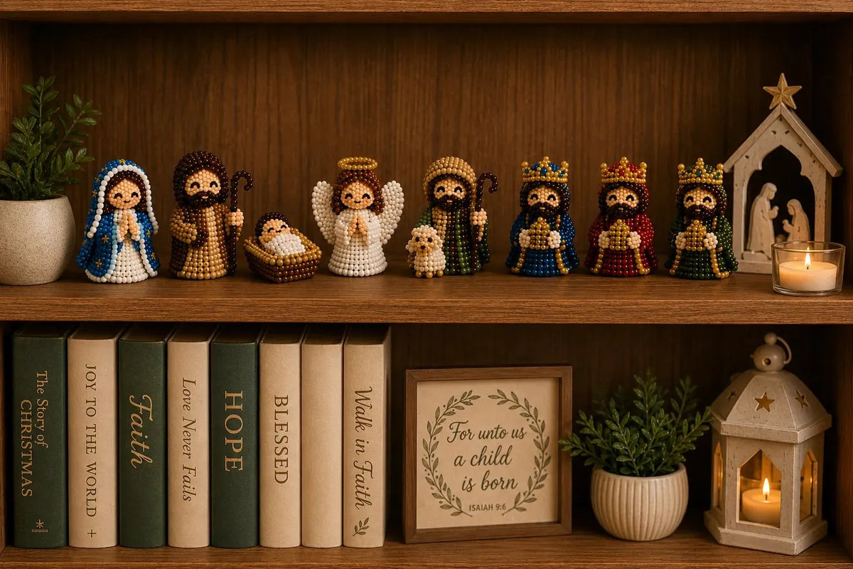 🎉✝️3D Beaded Nativity Collection DIY Kit – Handmade Christmas Faith Craft Set (8-Piece Set)