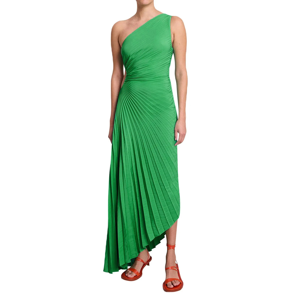 Cut-out Satin Pleated Maxi Dress