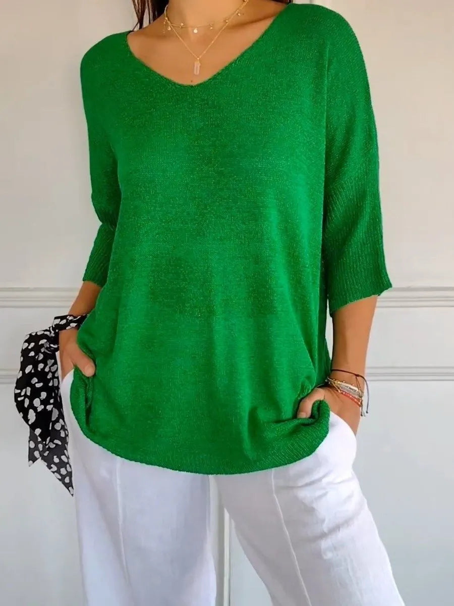 🔥Spring Sale 49% OFF - Solid V-neck knitted top