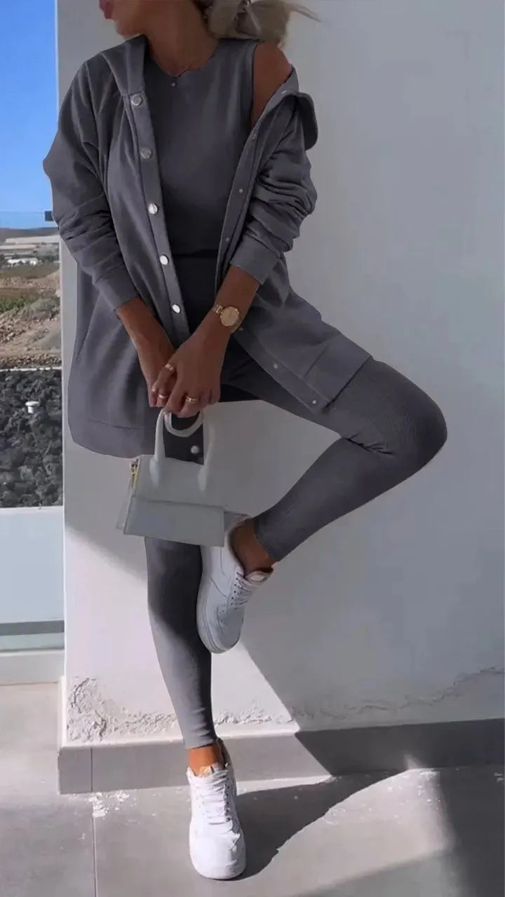 Hooded Cardigan Sweatshirt Three-piece Set (Buy 2 Free Shipping)