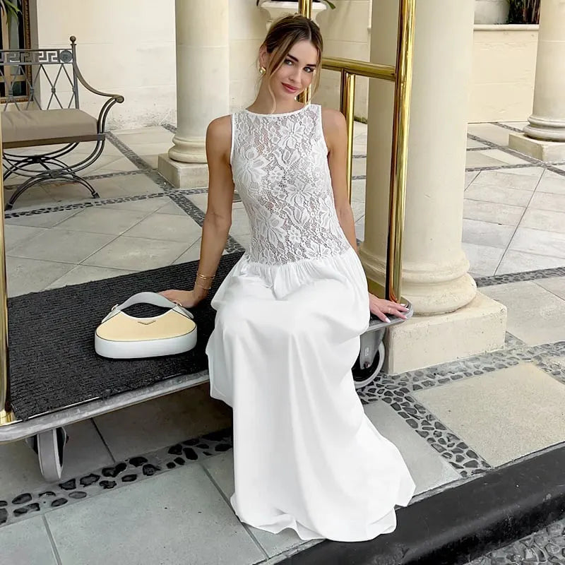 Lace Splicing Sling Dress