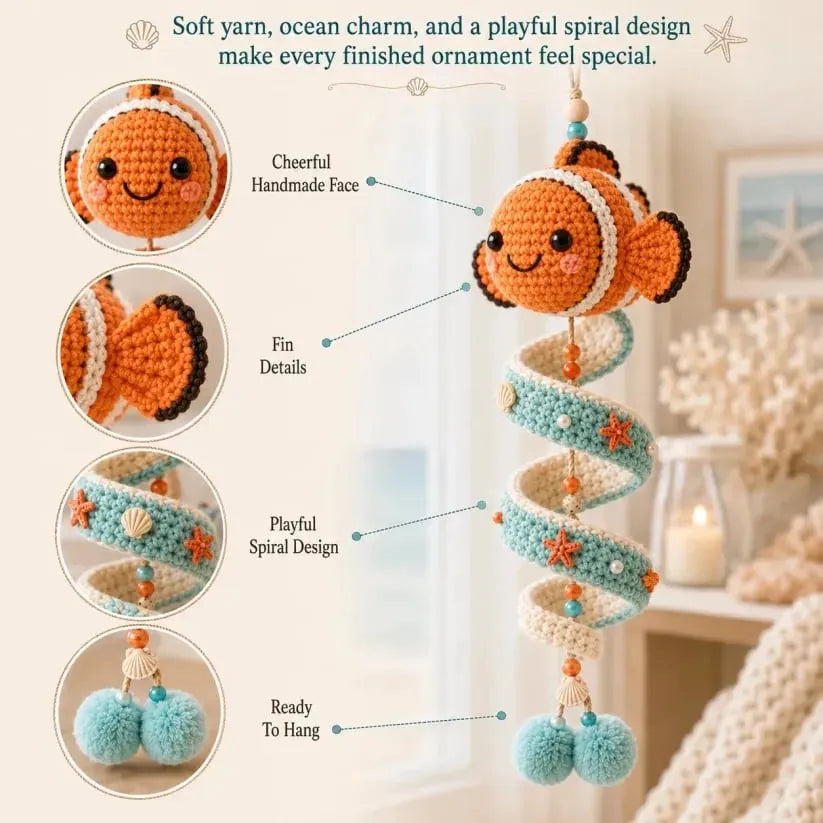 🔥 HOT SALE 🔥⏳ Last Day 49% OFF – 🌊 Beginner-Friendly Ocean Animal Spiral Crochet Hanging Ornament Kit | Complete Kit with All Tools & Step-by-Step Guide Included 💕