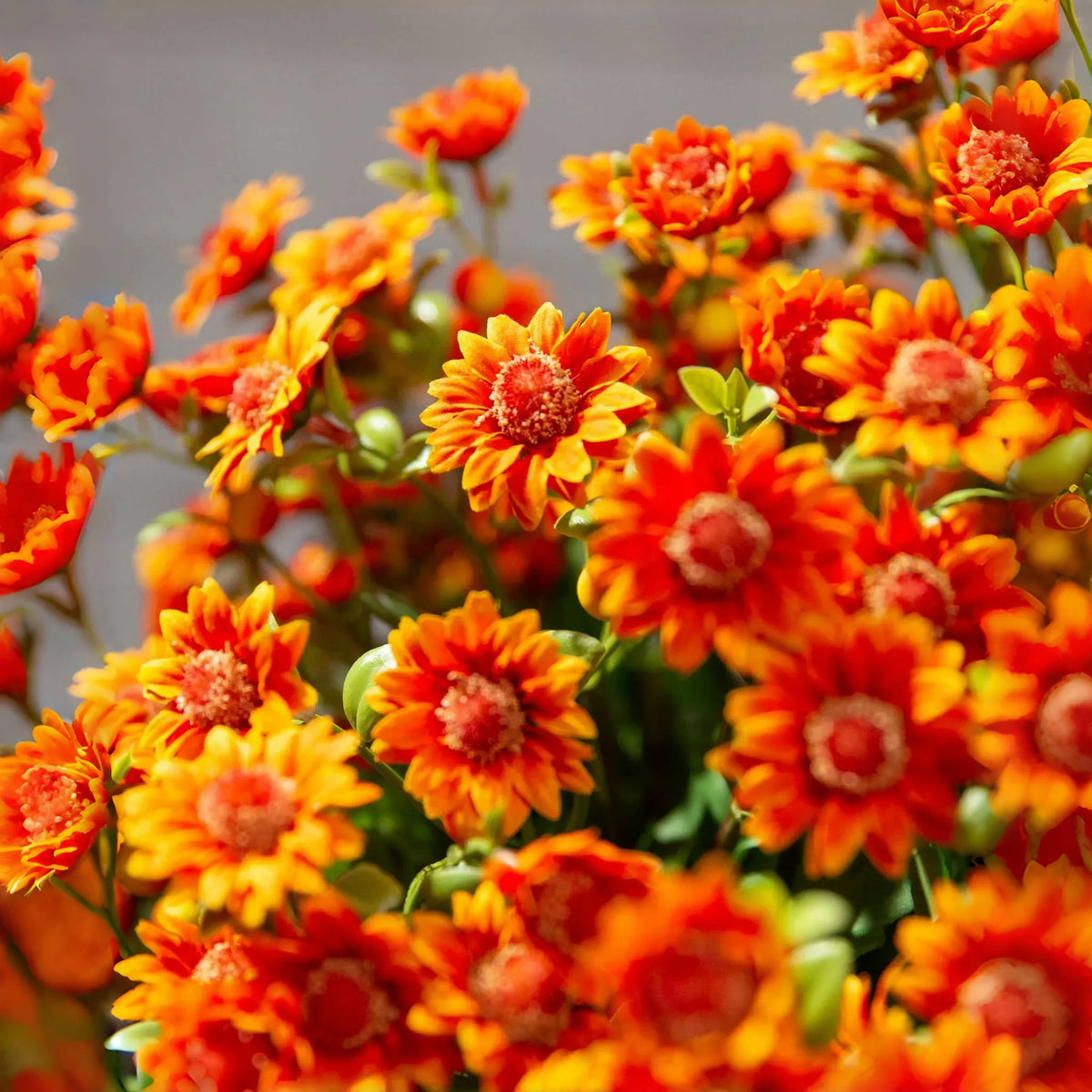 Artificial Outdoor Sunset Mums Flowers-UV resistant, Waterproof, Windproof
