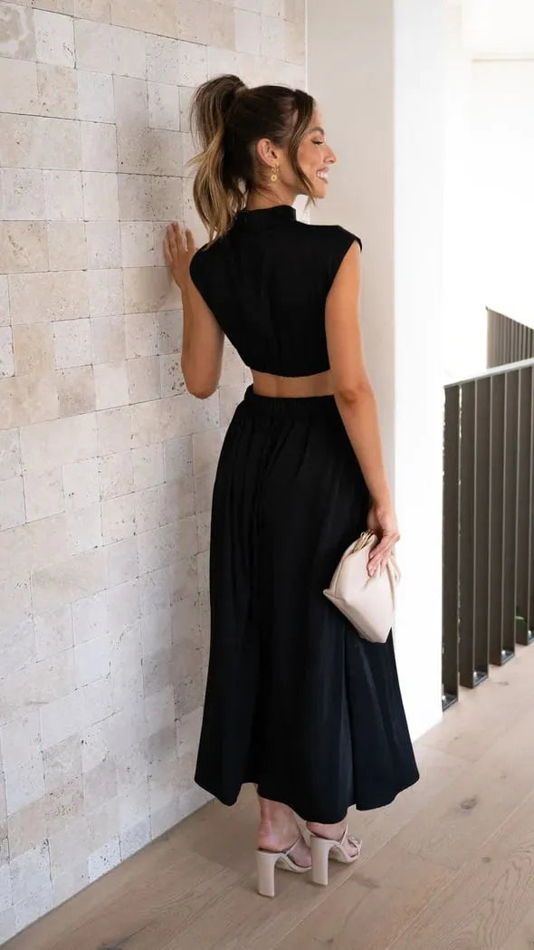Cutout Waist Pocketed Vacation Midi/Mixi Dress