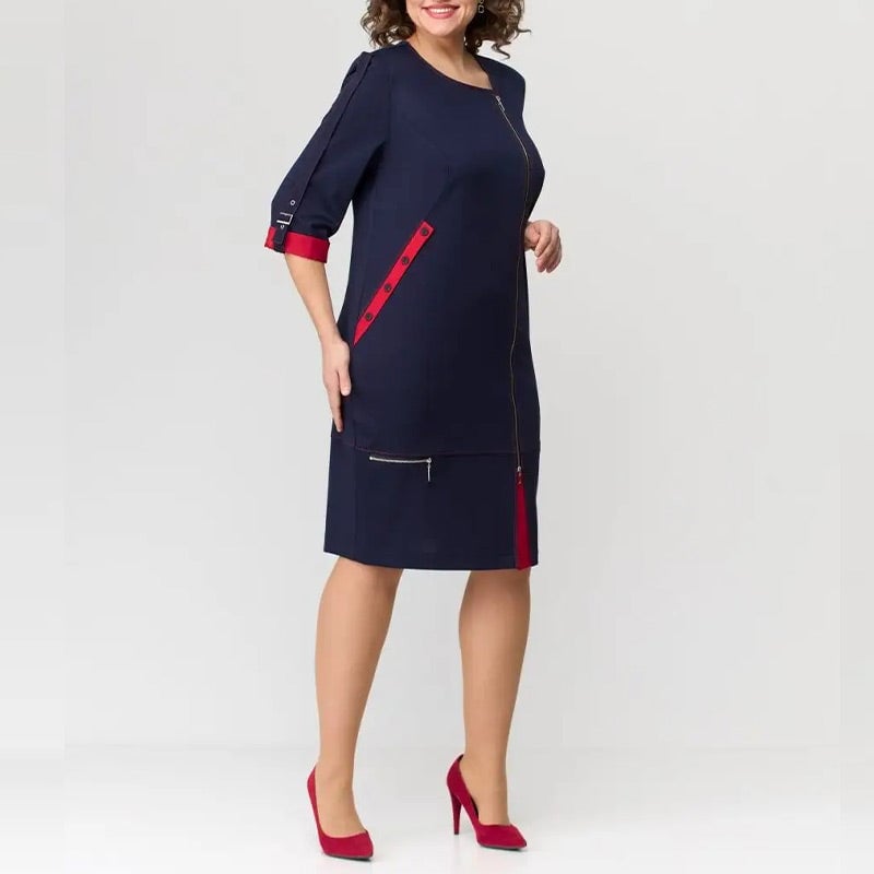 Fashionable high-end women's dress with side zipper