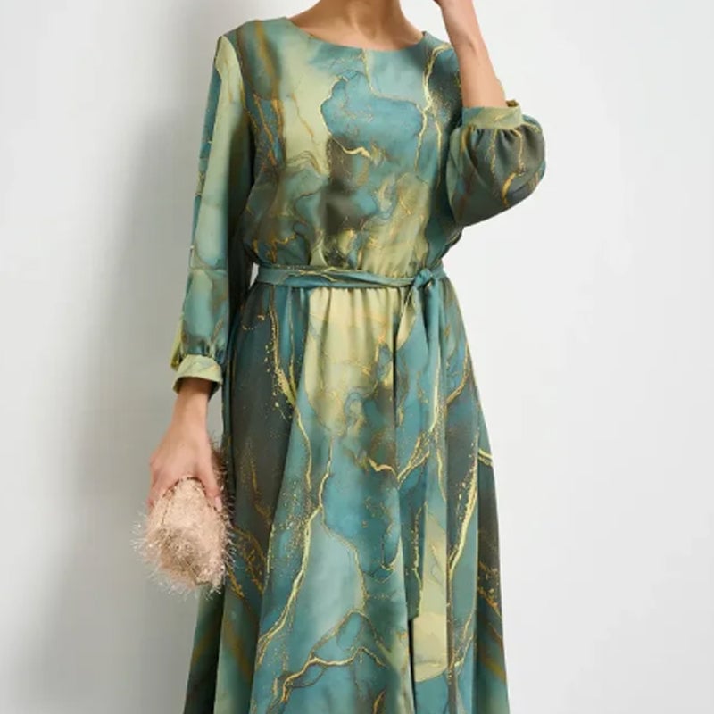 🌷Limited Time Offer 49% OFF🌷Women's Long Sleeve Fashion Printed Waist Dresses