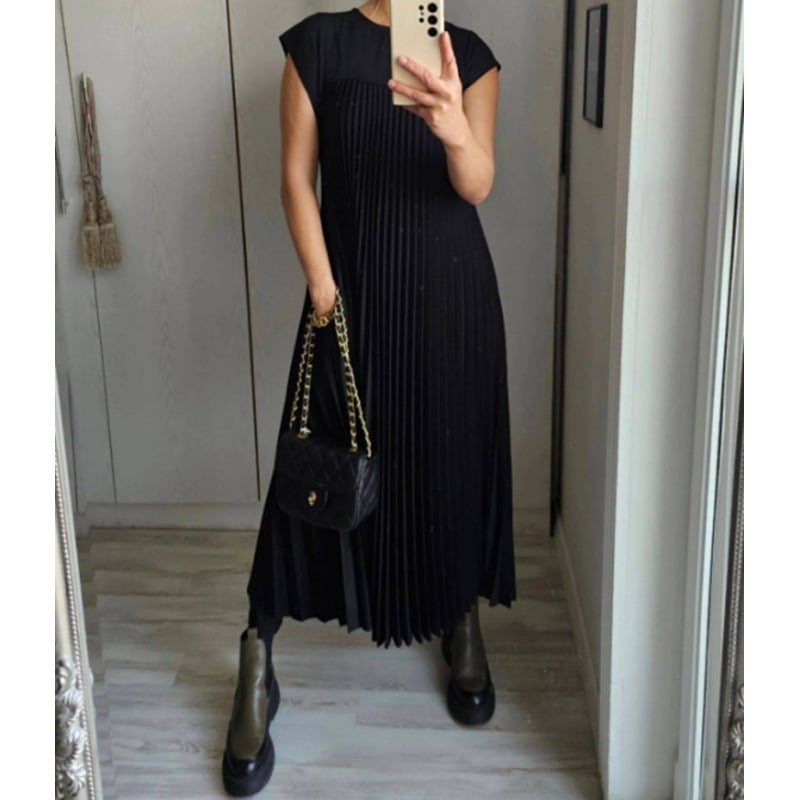 🔥Seasonal promotions 49%OFF - Women Pleated Simple Solid Color Dress