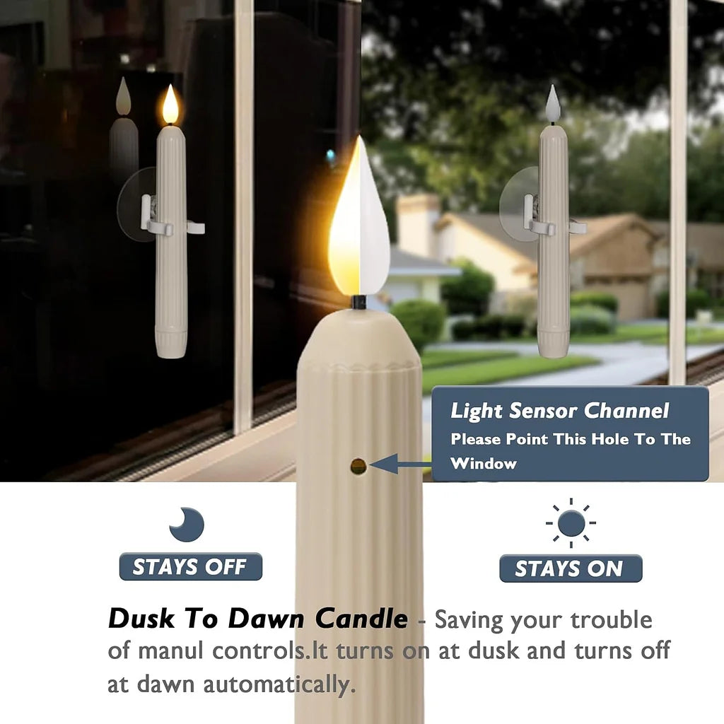 🔥Window Flameless Led Taper Candles with Sensor Dusk to Dawn
