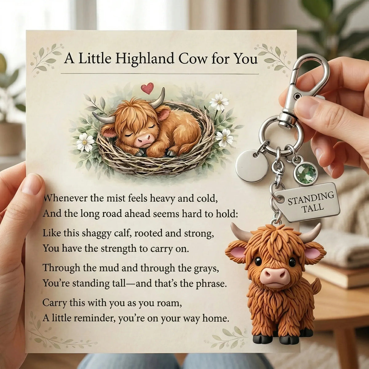 🔥 HOT SALE 🔥🐮A Little Highland Cow For You Keychain: Your Daily Reminder of Quiet Strength