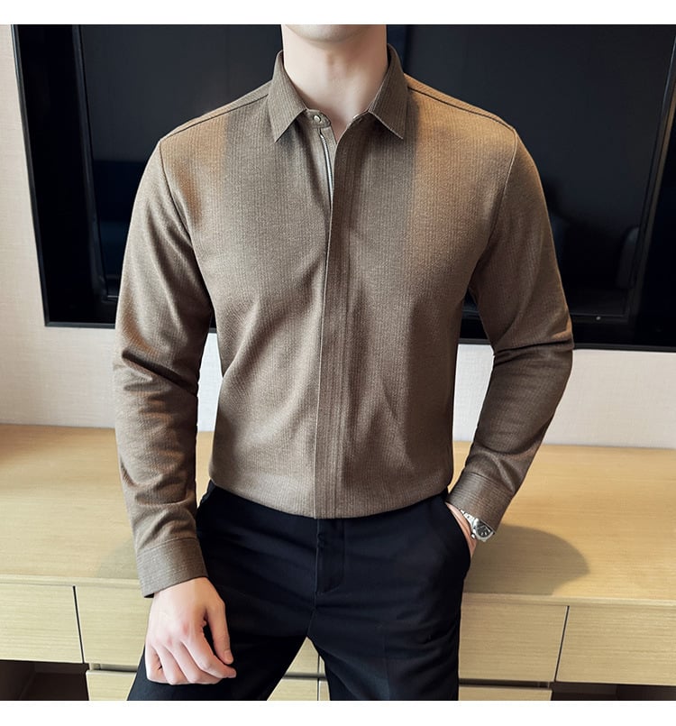 NEW Men's Casual Zipper Long Sleeve Shirt (Buy 2 Free Shipping)