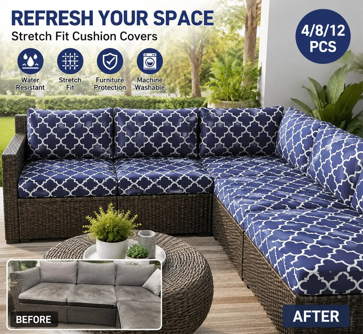🎉🛋️ Outdoor Patio Sofa Cushion Covers 🔥