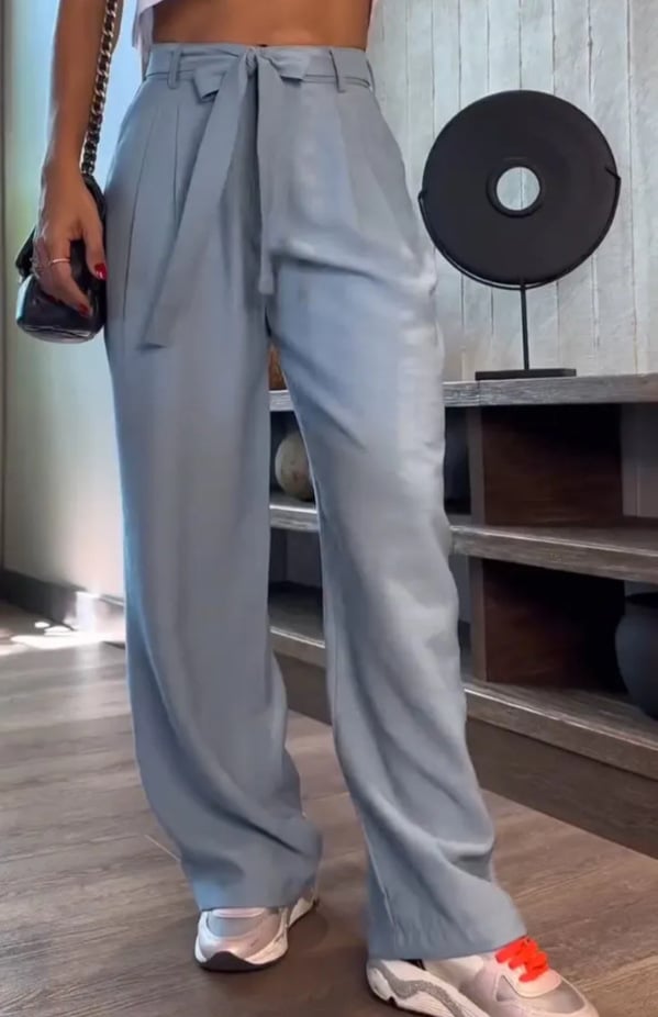 WOMEN'S WAIST BOW TIE CASUAL PANTS
