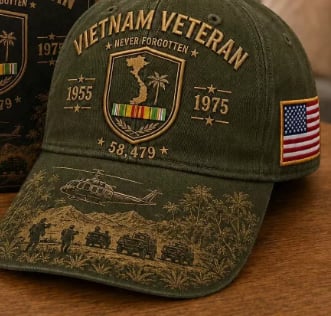 🎉Vietnam Veteran Never Forgotten 1955–1975 Commemorative Cap(Digital printing)
