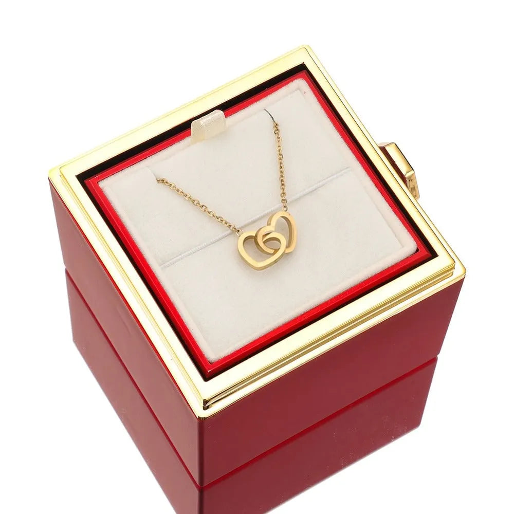 Eternal Rose Box - W/ Engraved Necklace & Simulated Rose.