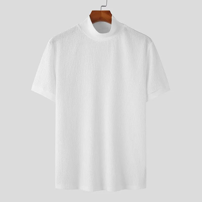 Knit High Neck Solid Color T-Shirt (Buy 2 Free Shipping)