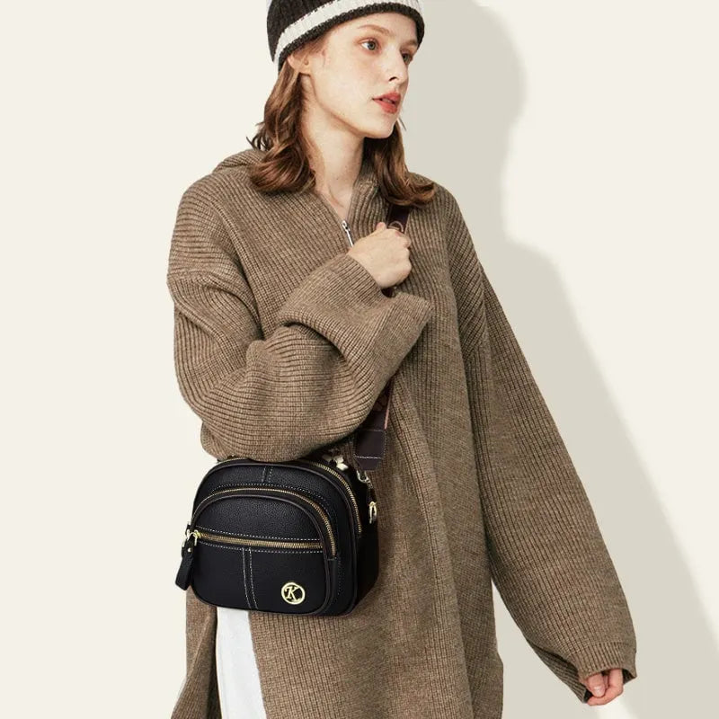 Multifunctional Compartments Adjustable Leather Crossbody Bag