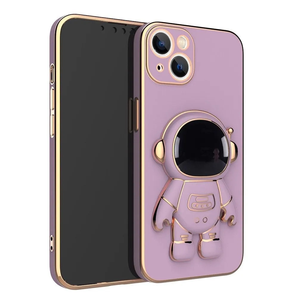 6D Plating Astronaut Hidden Stand Case Cover for iPhone
