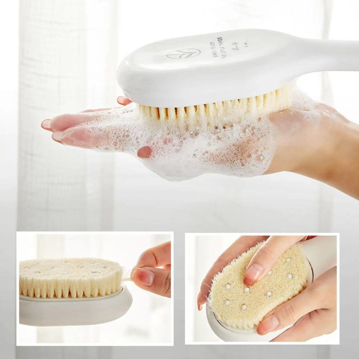 Bathroom 3-piece set🔥🔥Long Handle Bath Massage Cleaning Brush