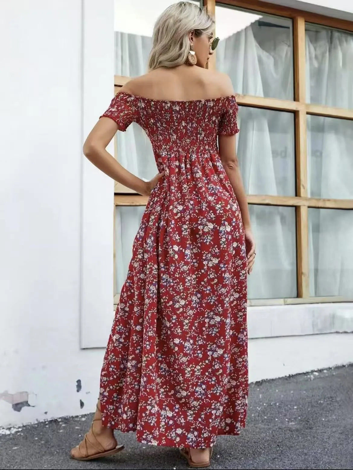 Women's Elegant Floral Off-Shoulder Dress
