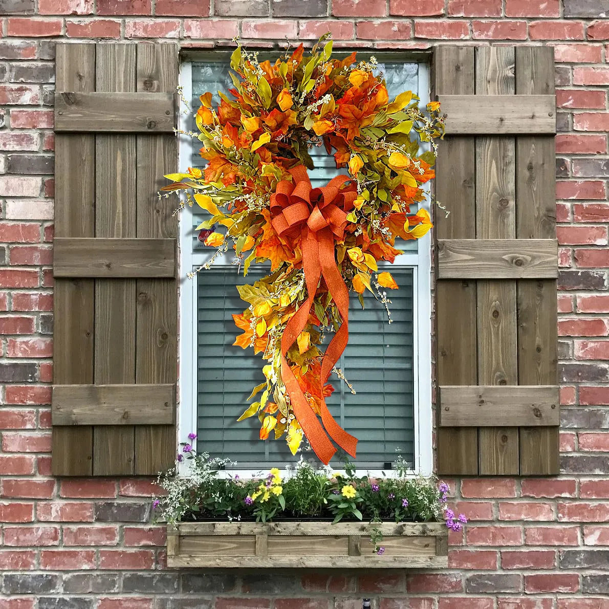 French Berries orange brown swag wreath