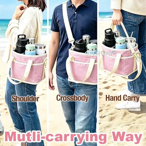 🎉 4-grid Insulated Drink Bottle Carrier Bag