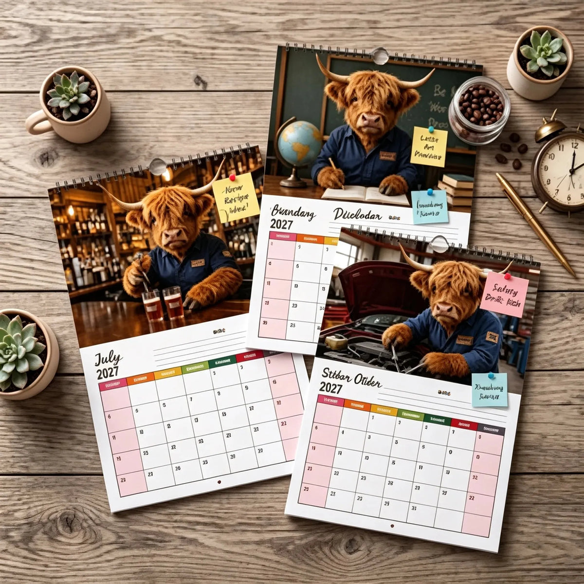 🔥Last Day 49% OFF - 🐮 🗓️ Highland Cows Working 2027 Calendar