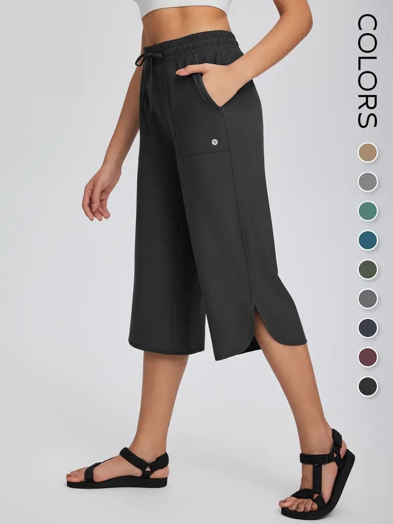 👖2026 Women's Wide Leg Yoga Capris – High Waisted with Pockets, Quick Dry, Lightweight, UPF 50+ Sun Protection – Loose Comfy for Hiking, Gym, Travel & Outdoor Workout ☀️