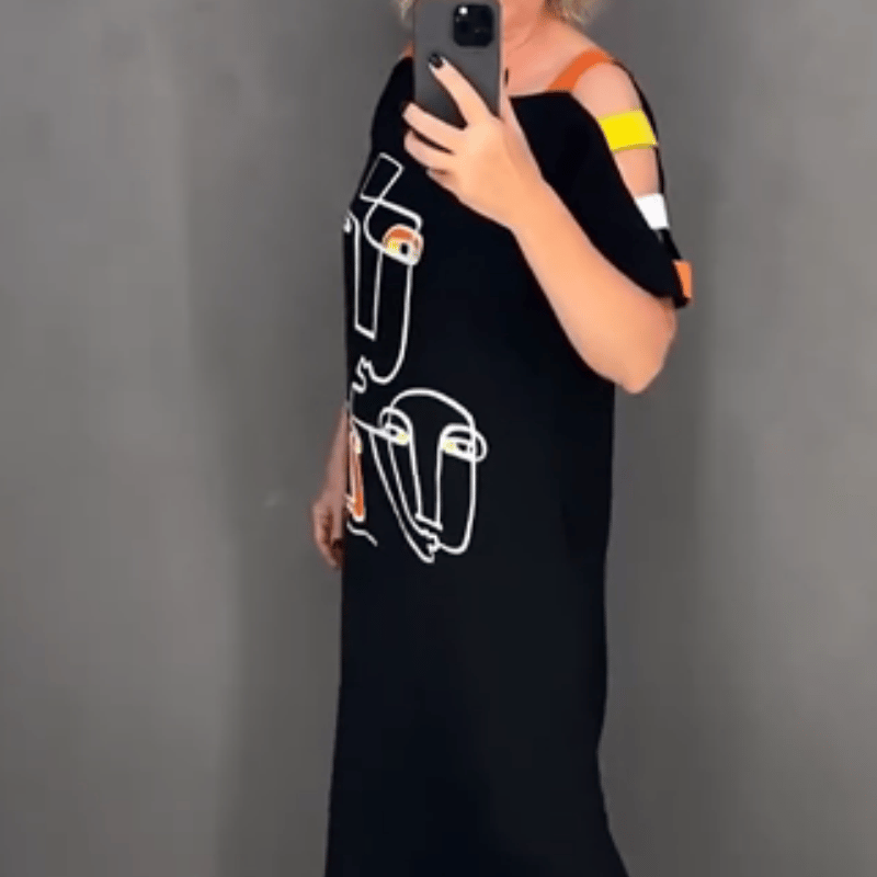 Women's Stylish Dress with Print and Short Sleeves