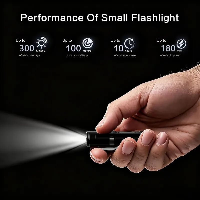 🎉 🔦Pocket Rechargeable EDC Flashlight:  Mini Keychain Light with Fire Starter & Window Breaker
