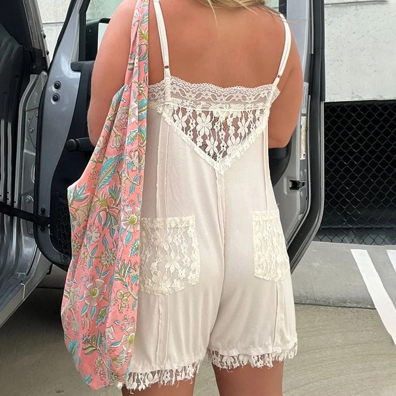 🔥BUY 2 FREE SHIPPING💝Women's Sexy V-Neck Lace Jumpsuit Shorts