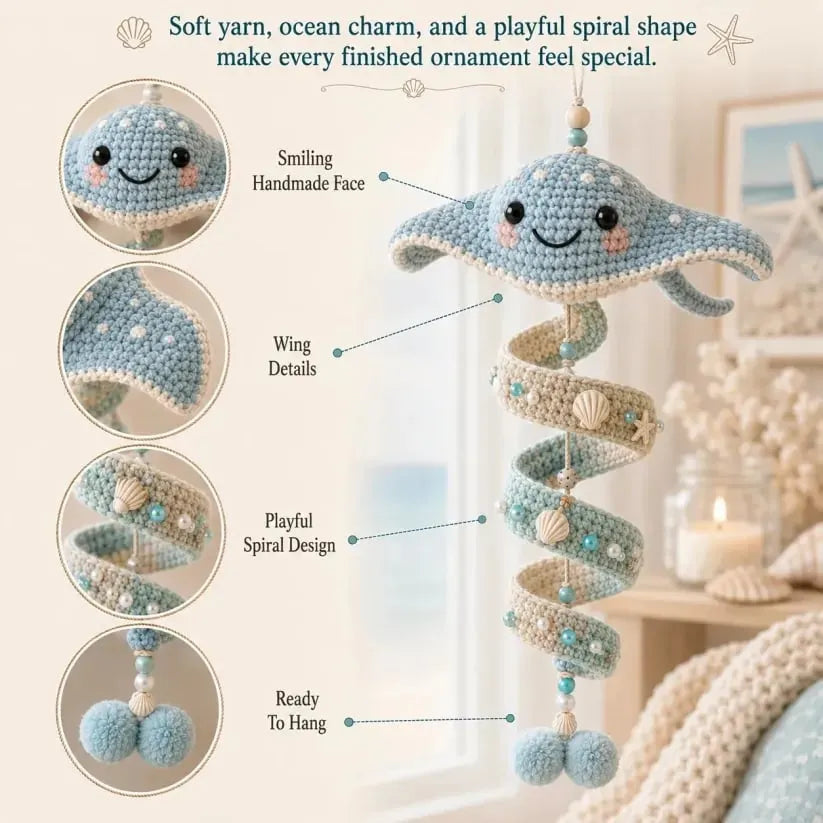 🔥 HOT SALE 🔥⏳ Last Day 49% OFF – 🌊 Beginner-Friendly Ocean Animal Spiral Crochet Hanging Ornament Kit | Complete Kit with All Tools & Step-by-Step Guide Included 💕