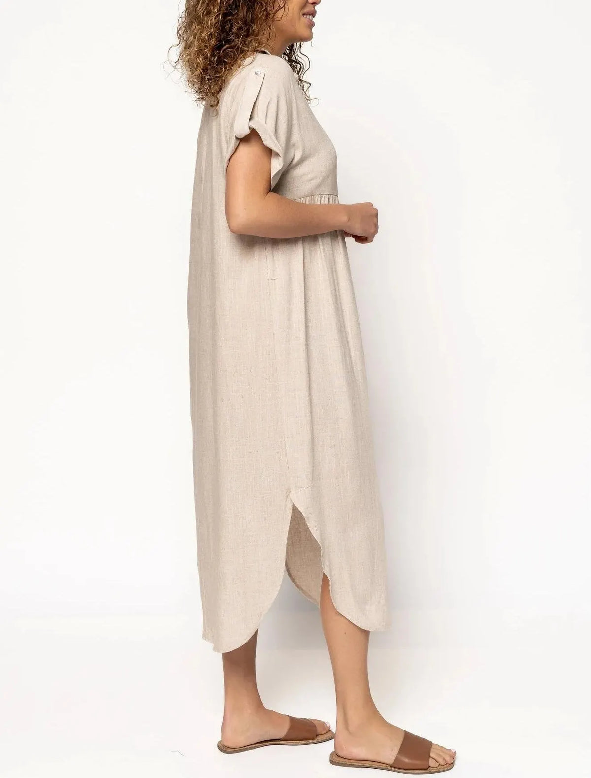 Long Button-down Dress Slit Hem (Buy 2 Free Shipping)
