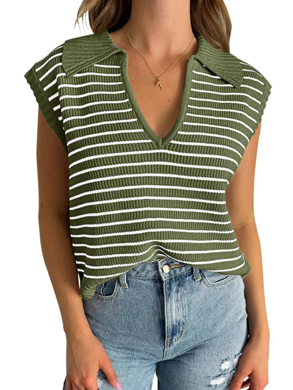 V-Neck Sleeveless knitted top