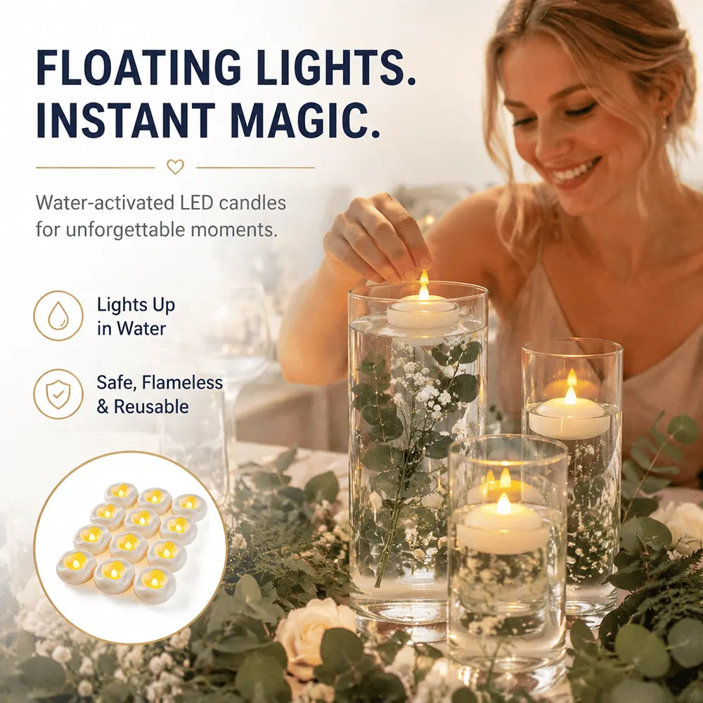 🎉🕯️Water-Activated Flameless Floating LED Candles – Romantic Waterproof Glow for Any Occasion