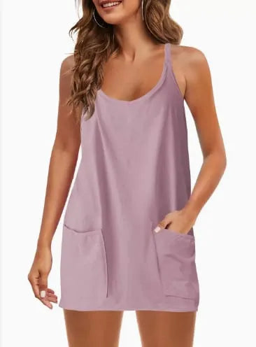 🔥Summer Sale 49% OFF💃Casual Sleeveless Mini Dress With Built-In Shorts