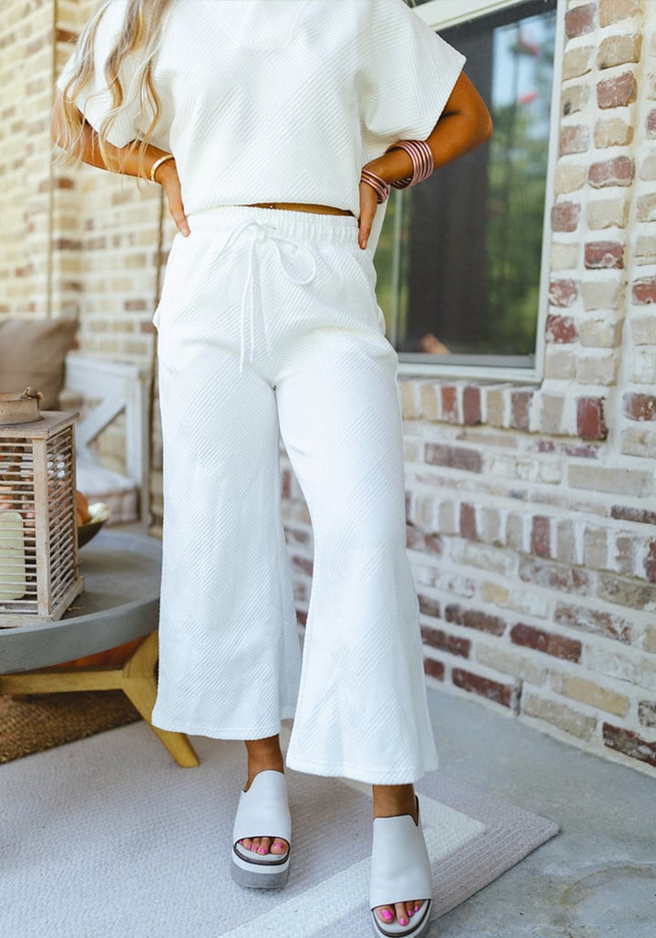 NEW TEXTURED V NECK TOP AND PANTS CASUAL SET (BUY 2 FREE SHIPPING)